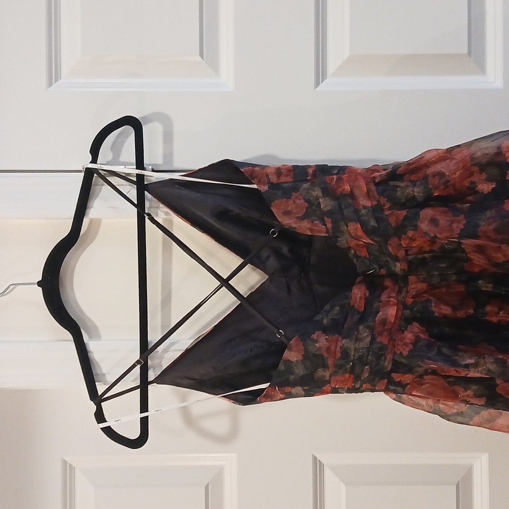 New Lulus Simply Divine Black And Red Floral Print Organza Maxi Dress Size Small - Picture 7 of 10